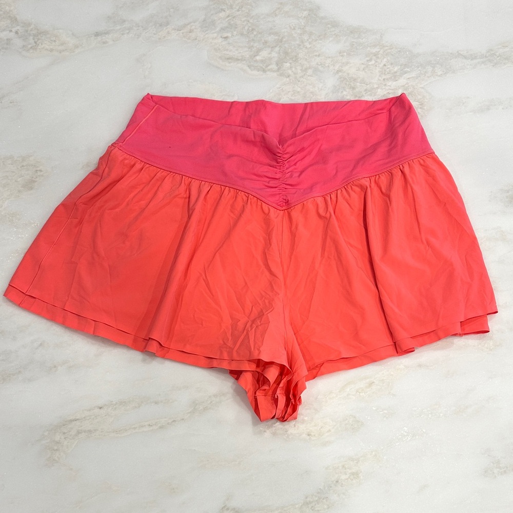 Aerie Pink/Coral Flowy Scrunch Shorts Size XXL